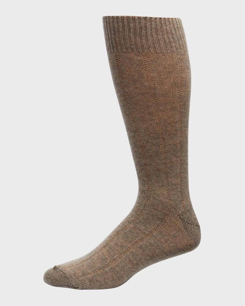 Neiman Marcus Men's Rib Cashmere Crew Socks Cover