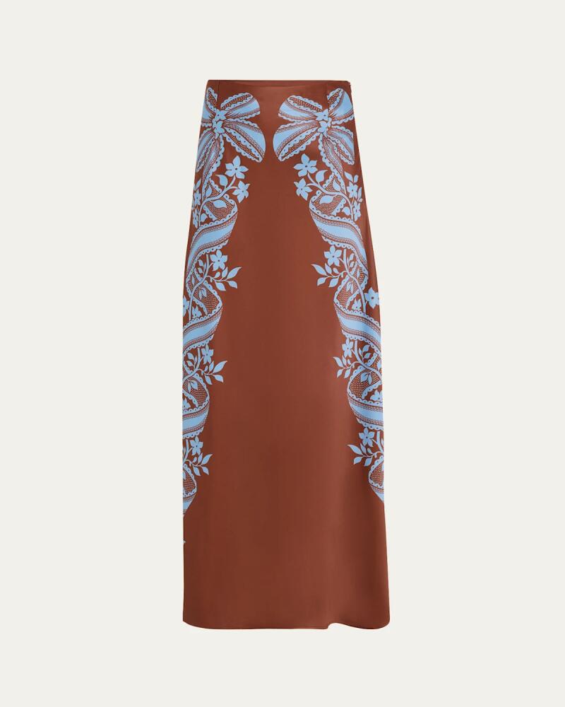 La DoubleJ Sleek Printed Satin Maxi Skirt Cover