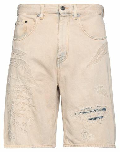 Just Cavalli Man Denim shorts Blush Cotton, Ovine leather Cover