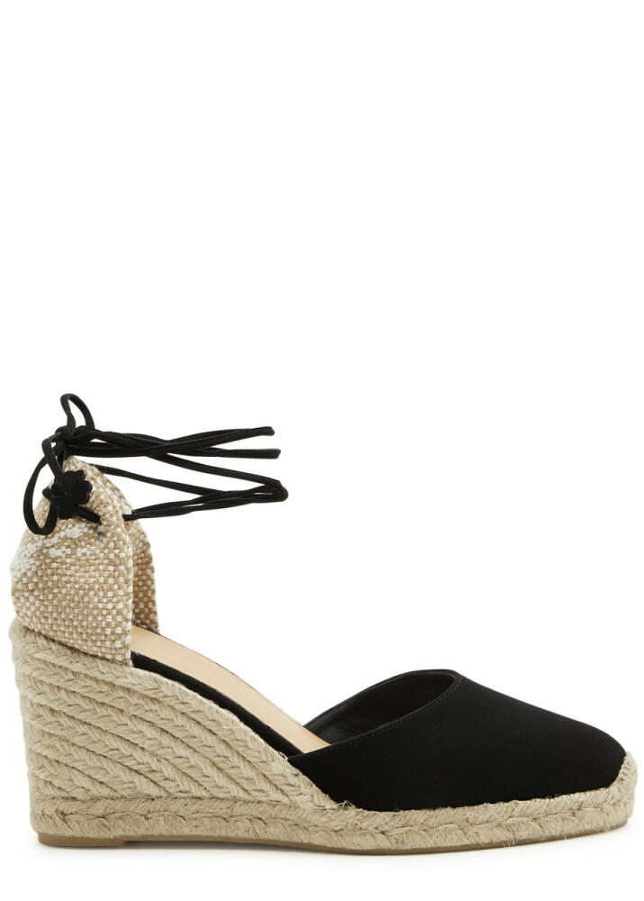 Castañer Carina 80 Suede Wedge Espadrilles - Black Cover