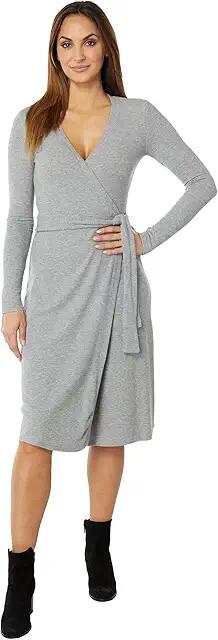 Three Dots Long Sleeve Rib Dress (Heather) Women's Clothing Cover