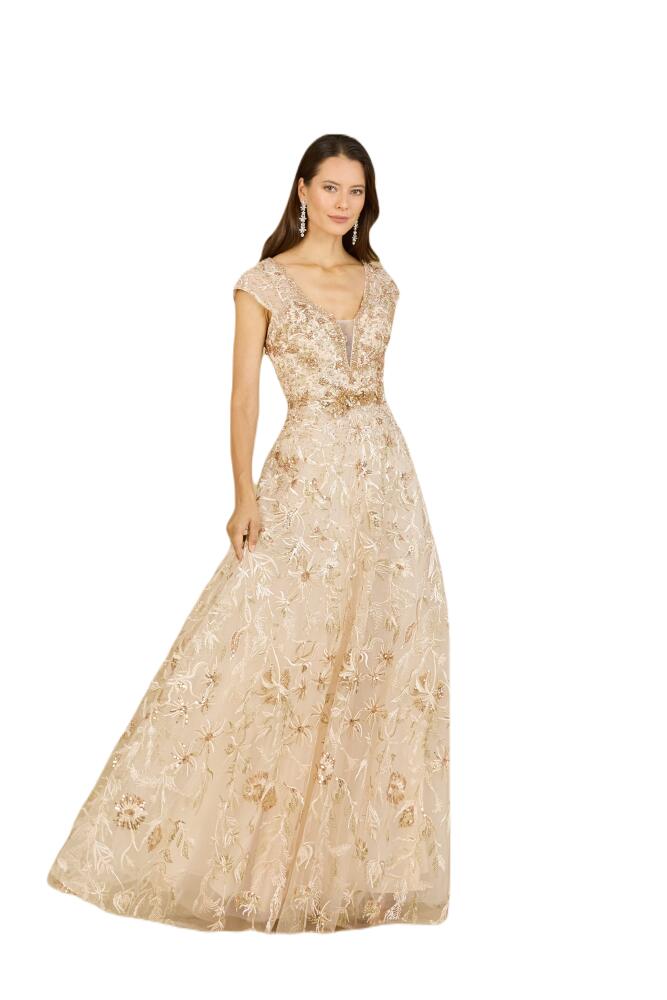 LARA New York Lace Embellished A-Line Dress in Champagne Cover