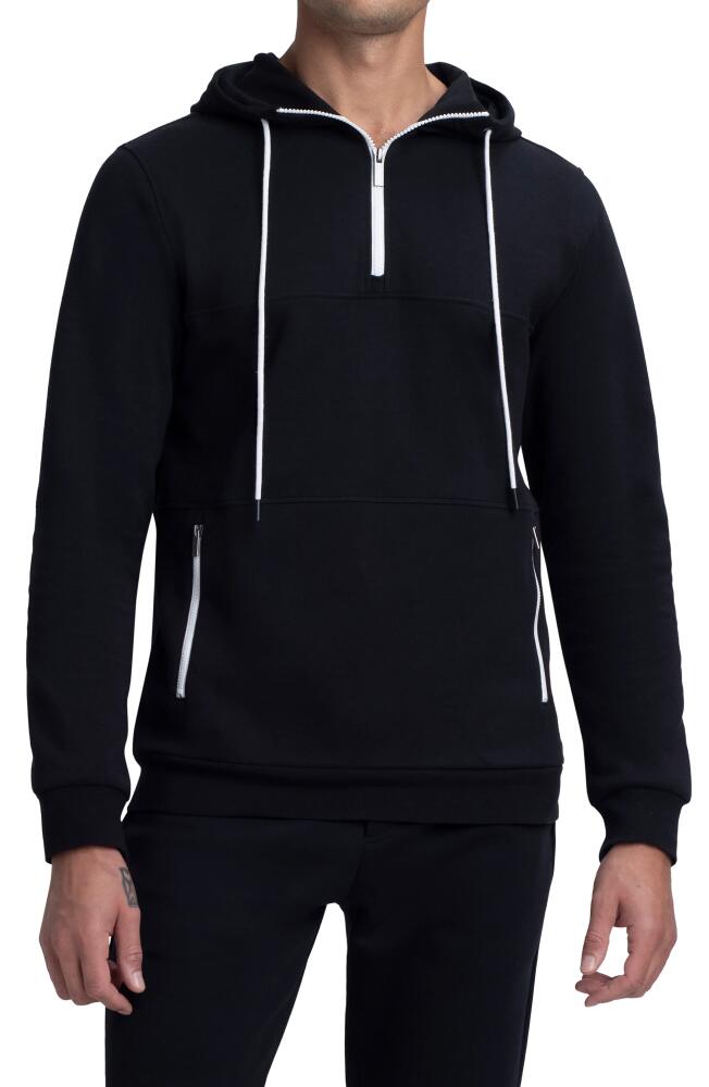 Bugatchi Quarter Zip Cotton Blend Hoodie in Black Cover