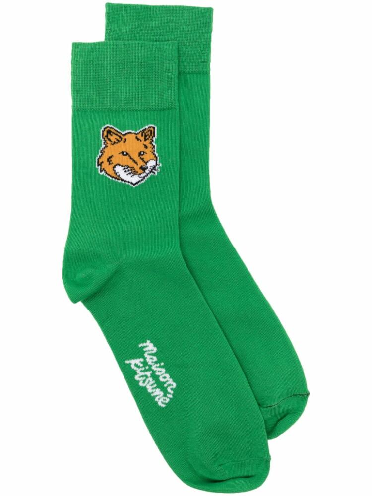 Maison Kitsuné fox head socks - Green Cover