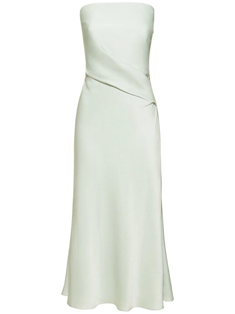 ROLAND MOURET Strapless Satin Crepe Midi Dress Cover