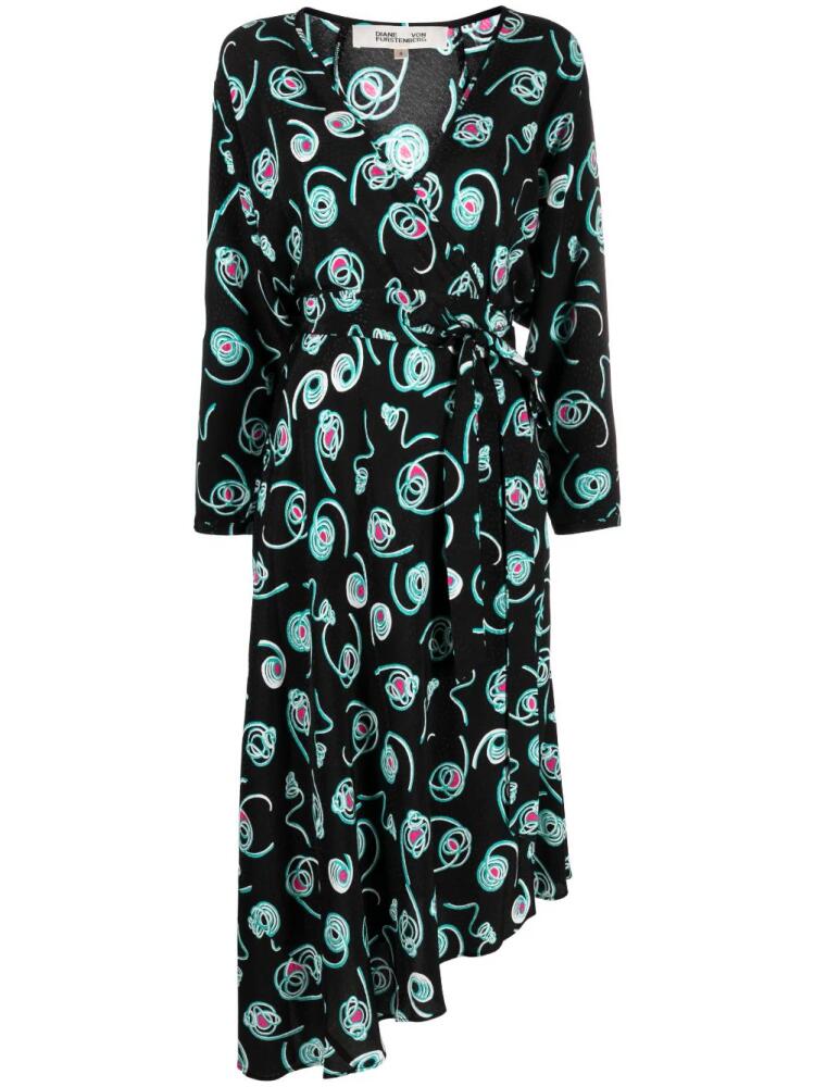 DVF Diane von Furstenberg Eloise faux-wrap midi dress - Black Cover