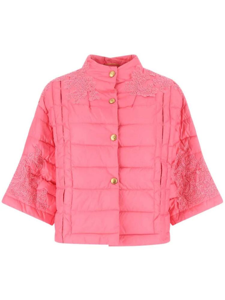 Ermanno Scervino floral-embroidered down jacket - Pink Cover