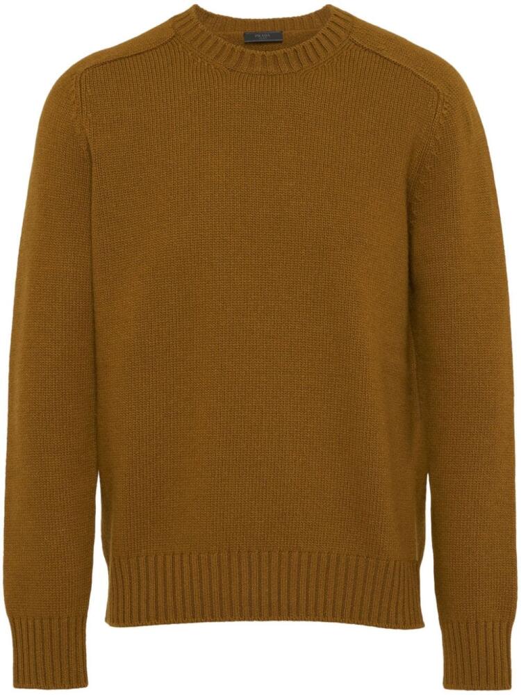 Prada triangle-logo crew-neck jumper - Brown Cover