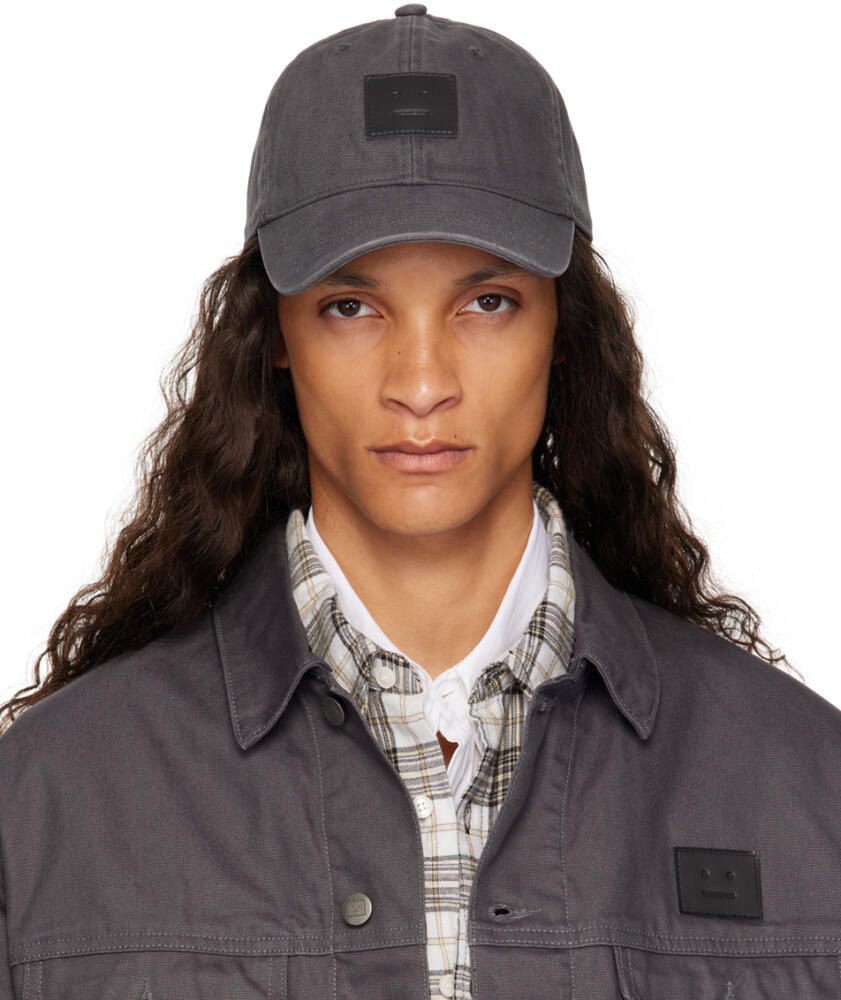 Acne Studios Gray Leather Face Patch Cap Cover