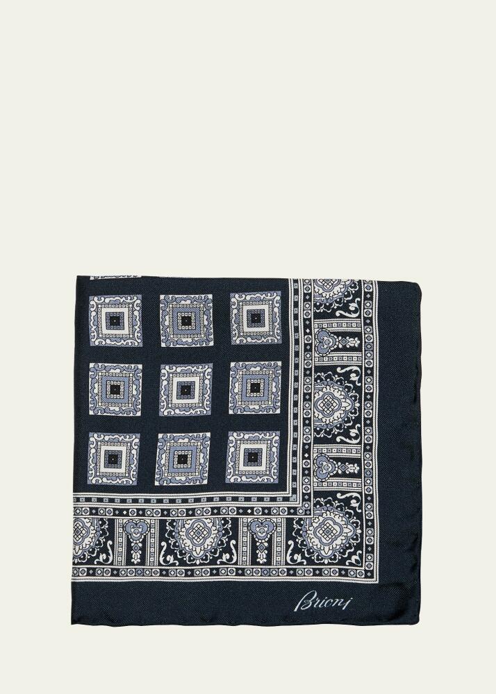 Brioni Men's Silk Medallion-Print Pocket Square Cover