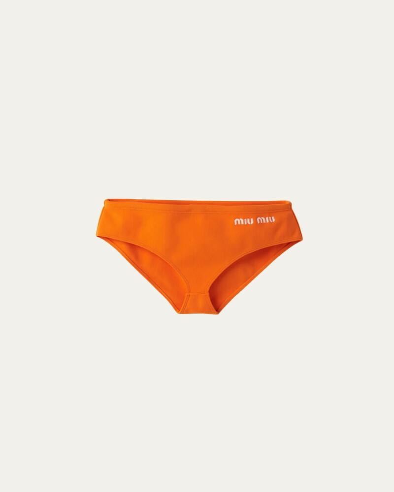 Miu Miu Logo-Embroidered Bikini Bottoms Cover