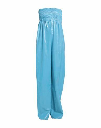 Bottega Veneta Woman Jumpsuit Azure Lambskin, Viscose, Polyester, Polyamide, Elastane Cover