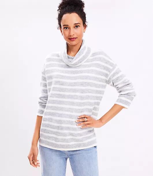 Loft Striped Ribtrim Turtleneck Tunic Sweater Cover