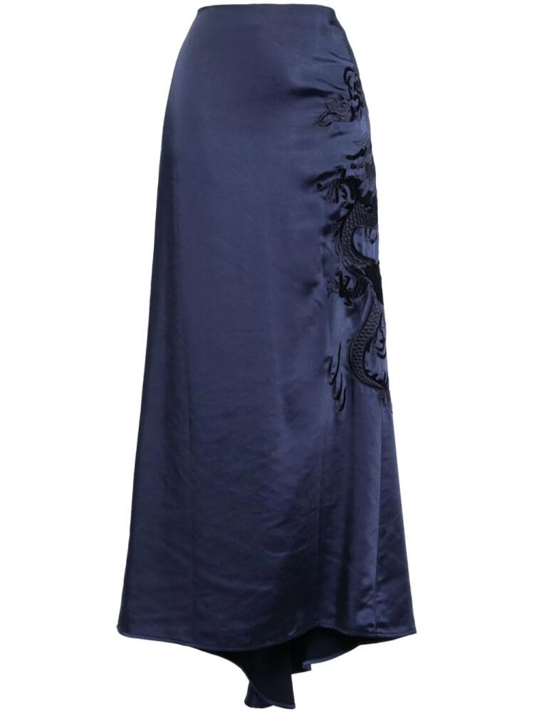 P.A.R.O.S.H. dragon-embroidered maxi skirt - Blue Cover