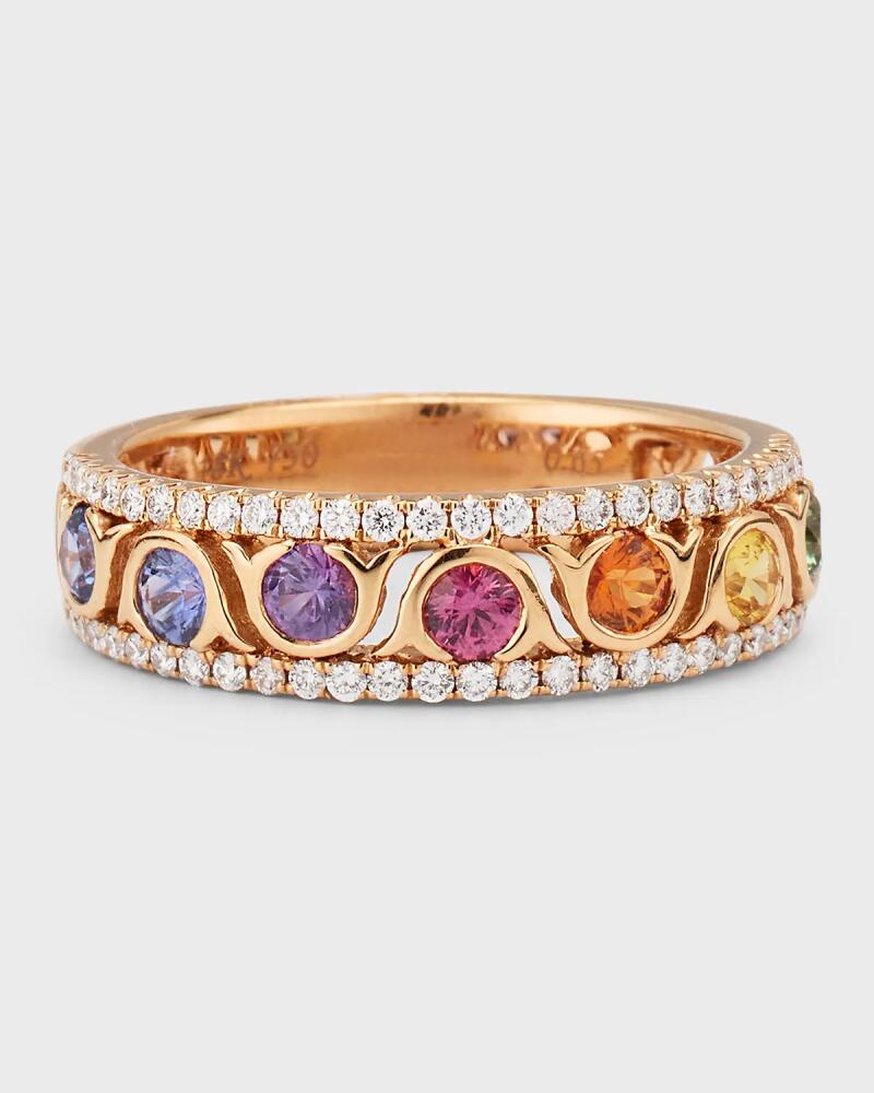 Lisa Nik Rainbow 18K Rose Gold Sapphire and Diamond Band, Size 6 Cover