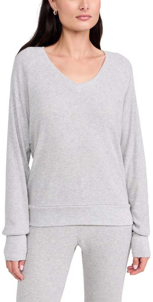 PJ Salvage Long Sleeve Textured Essentials Top Heather Grey Cover