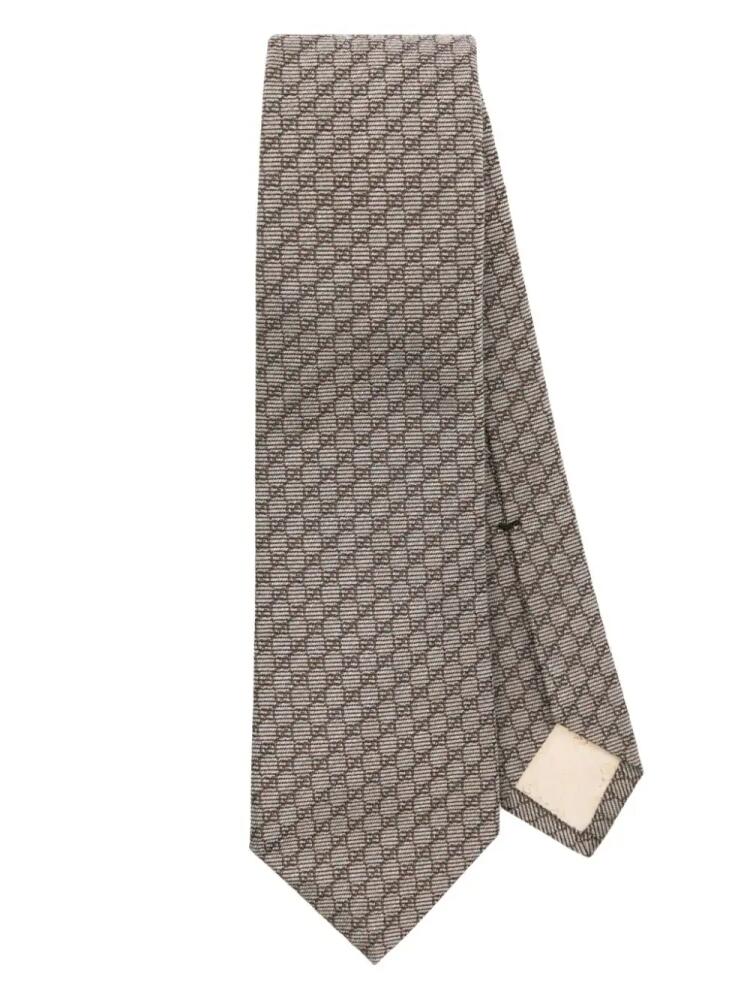 Gucci Interlocking G-jacquard silk blend tie - Neutrals Cover