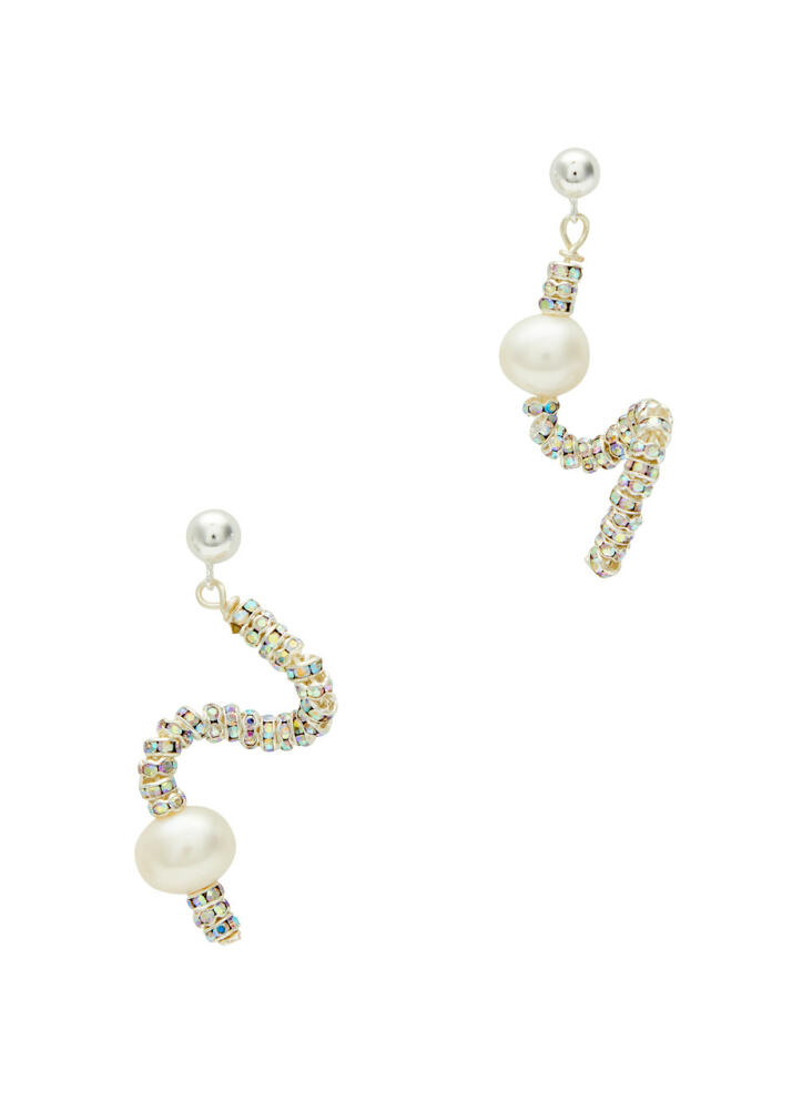 Pearl Octopuss.y Tiny Snakes Embellished Drop Earrings - Silver Cover