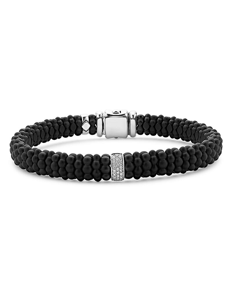 Lagos Men's Sterling Silver Anthem Diamond Black Ceramic Caviar Bead Bracelet Cover