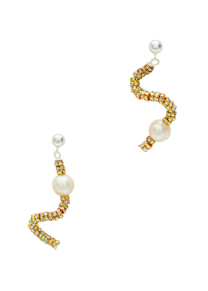 Pearl Octopuss.y Tiny Snakes Embellished Drop Earrings - Gold Cover