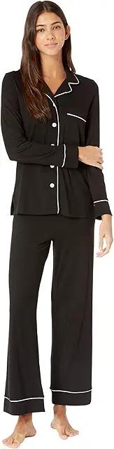 Cosabella Amore Petite Long Sleeve Top Pant Pajama Set (Black/Ivory) Women's Pajama Sets Cover