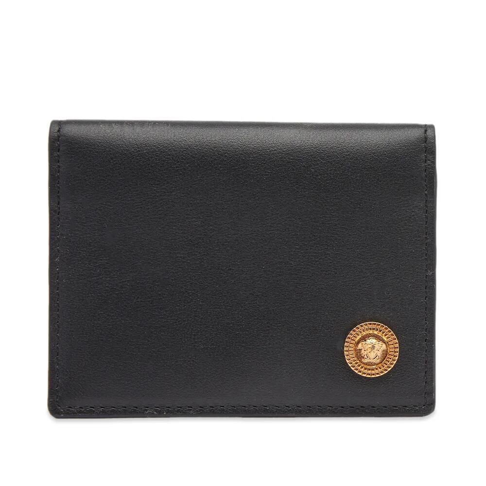 Versace Men's Medusa Head Medallion Billfold Wallet in Black/Gold Cover