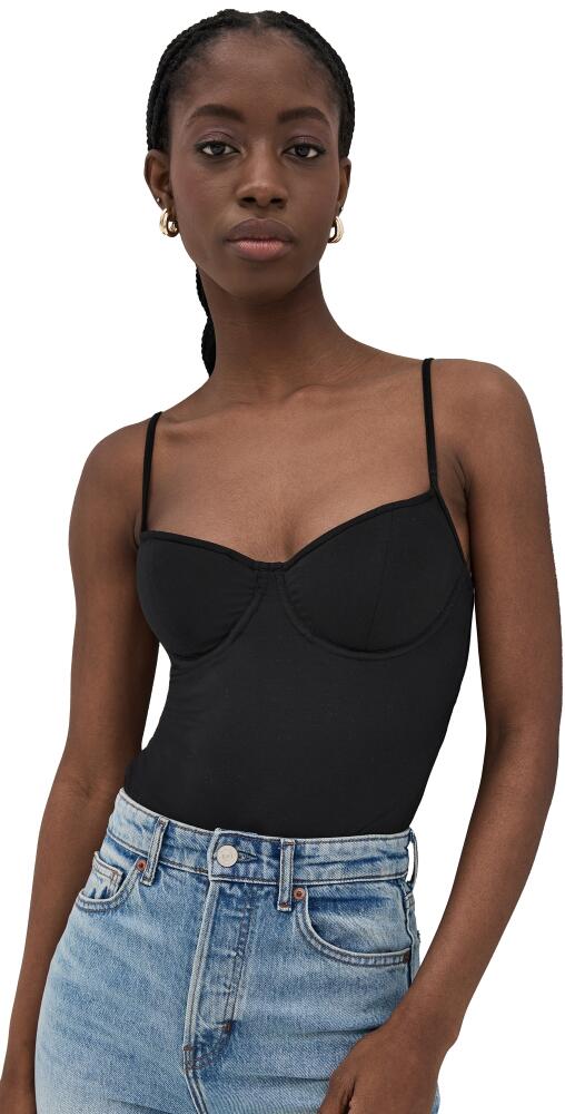 Reformation Piper Knit Thong Bodysuit Black Cover