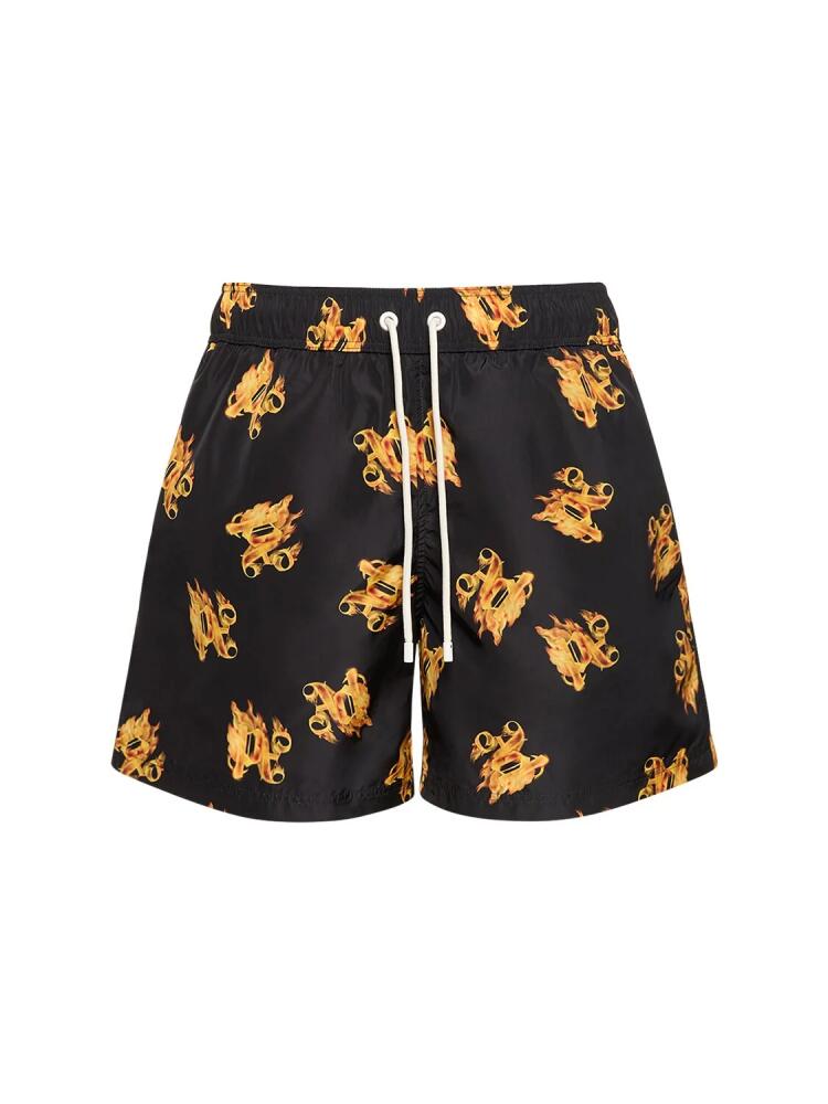 PALM ANGELS Burning Monogram Tech Swim Shorts Cover