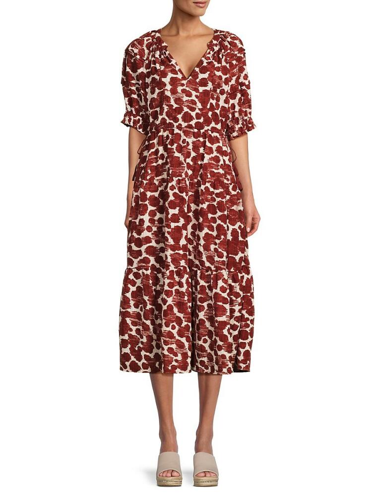 Area Stars Women's Print Tiered Midi Dress - Red Cover