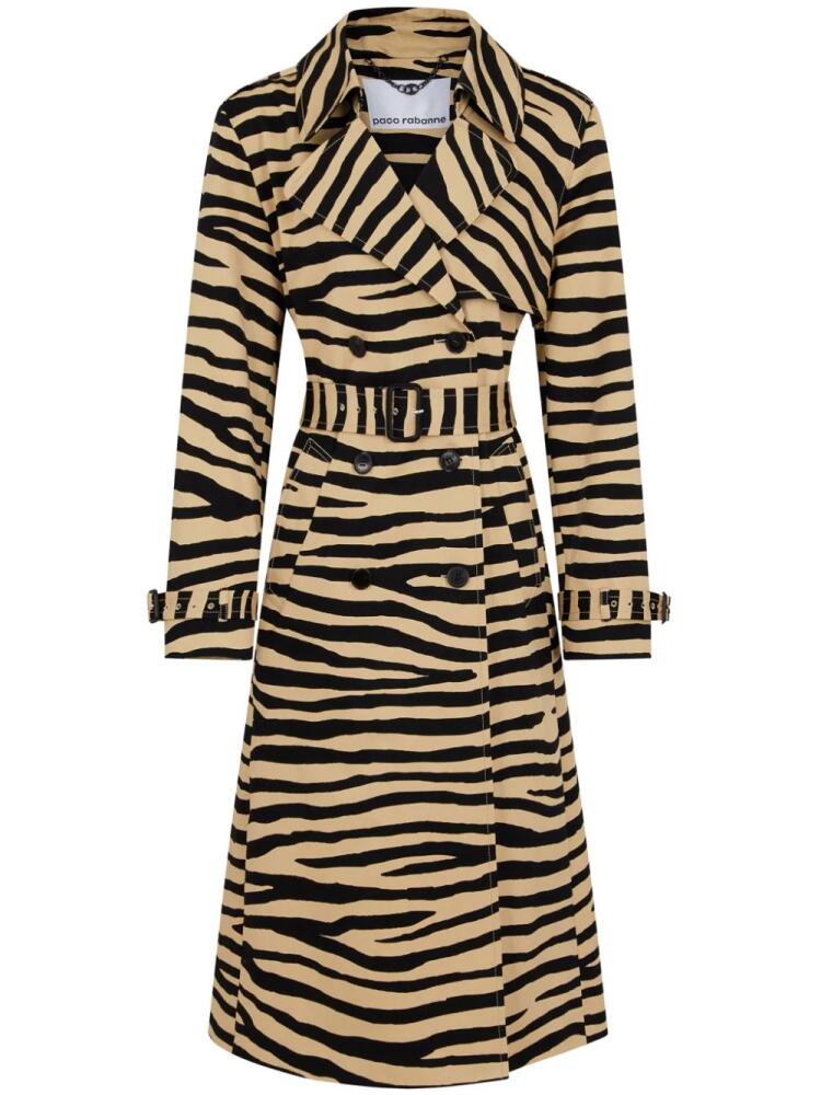 Rabanne tiger-print belted trench coat - Brown Cover