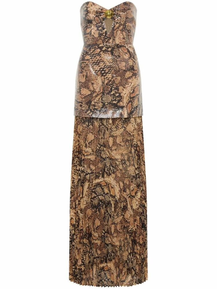 Rebecca Vallance Bellis snakeskin-print strapless gown - Brown Cover