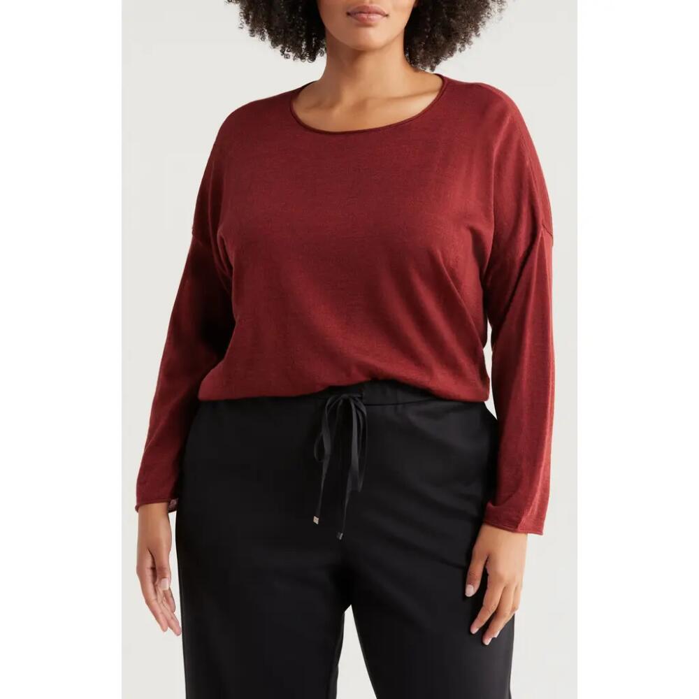 Eileen Fisher Jewel Neck Wool Sweater in Redwood Cover