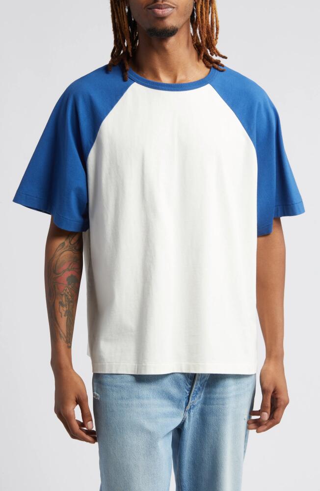 Elwood Oversize Short Sleeve Raglan T-Shirt in Cobalt/Off White Cover