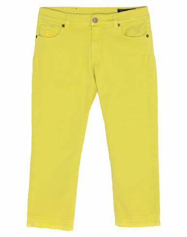 Avantgar Denim By European Culture Woman Pants Acid green Cotton, Polyester, Elastane Cover