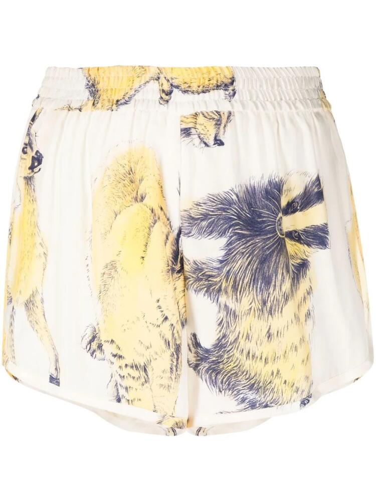 Stella McCartney fauna-print silk track shorts - Neutrals Cover