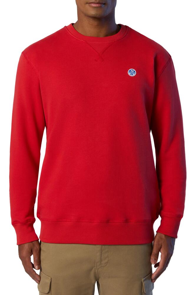 NORTH SAILS Logo Embroidered Cotton Sweatshirt in Red Lava Cover