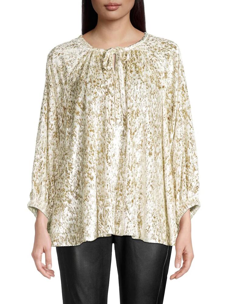 Elie Tahari Women's Raglan Keyhole Blouse - White Gold Cover