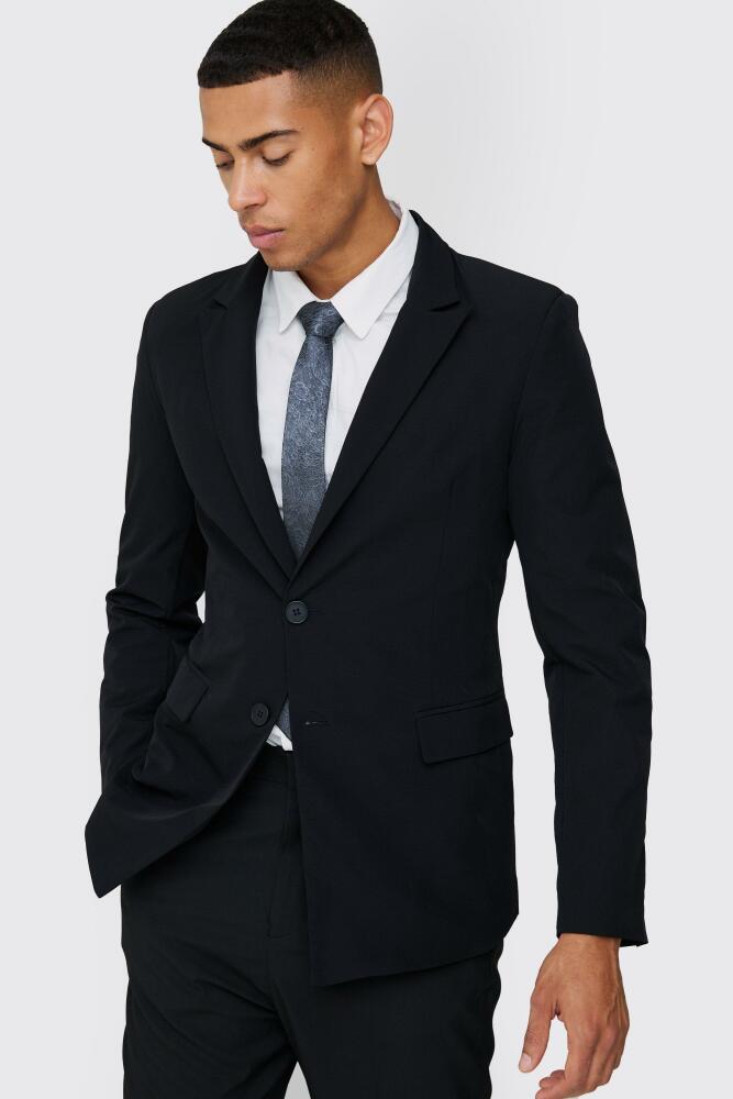 Mens Technical Stretch Slim Fit Blazer - Black Cover