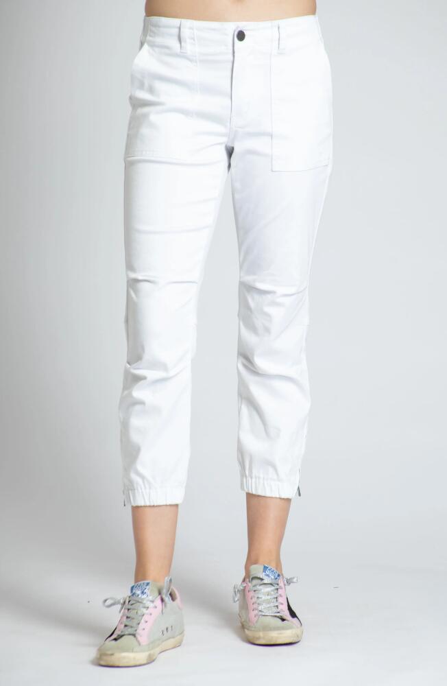 APNY Crop Utility Denim Joggers in White Cover