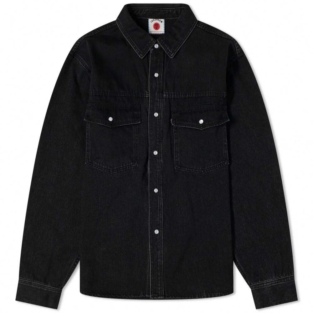 ICECREAM Men's Running Dog Denim Shirt in Black Cover