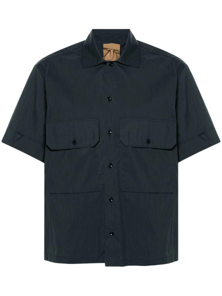 Ten C logo-patch cotton shirt - Blue Cover