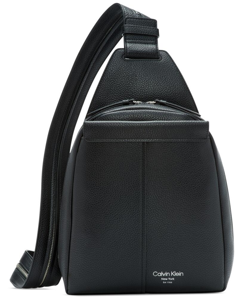 Calvin Klein Millie Convertible Leather Sling Bag, Backpack - Black/silver Cover