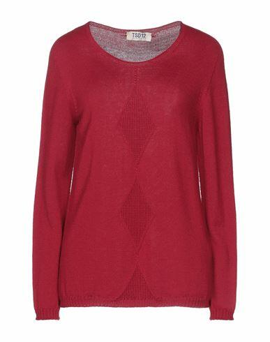 Tsd12 Woman Sweater Brick red Merino Wool, Acrylic Cover