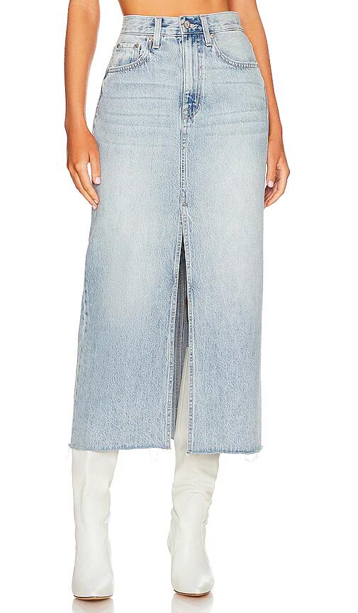 PISTOLA Alice High Rise Midi Skirt in Denim-Light Cover