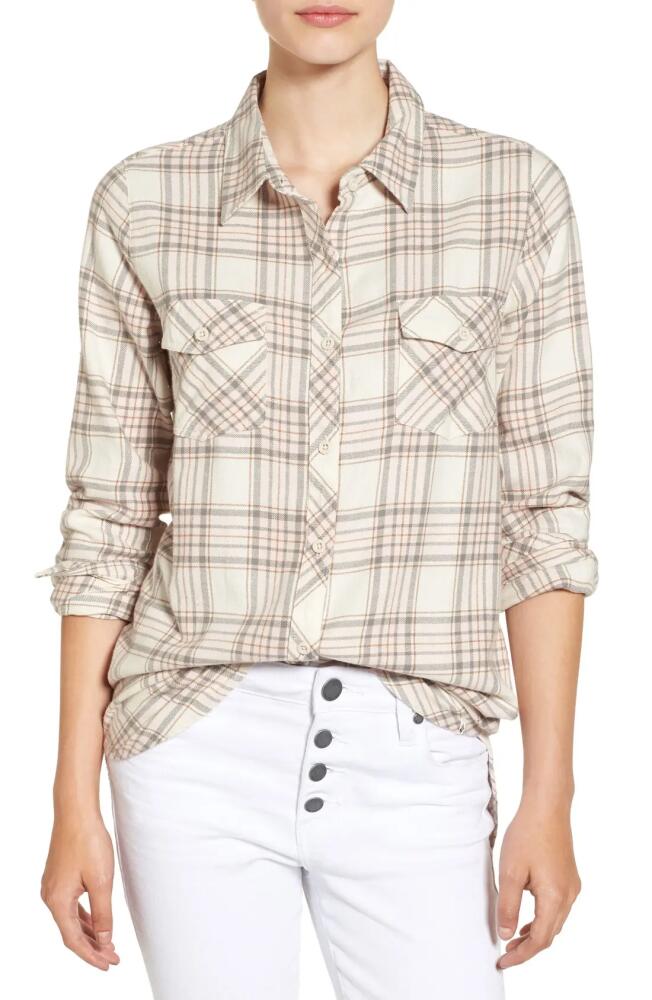 Volcom 'Cozy Days' Plaid Flannel Shirt in White Vintage Cover