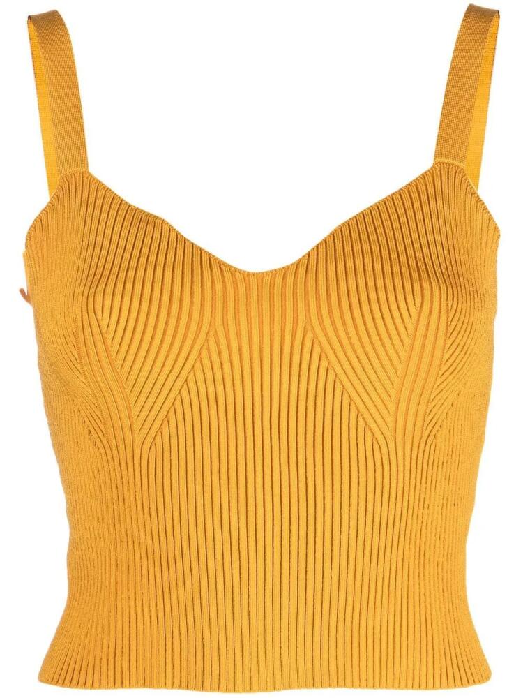 Vince ribbed-knit bralette top - Yellow Cover