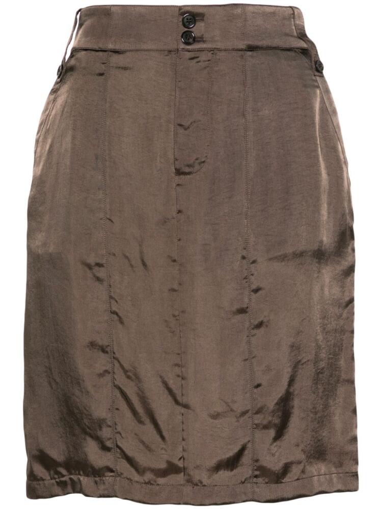 Saint Laurent button-up satin miniskirt - Brown Cover