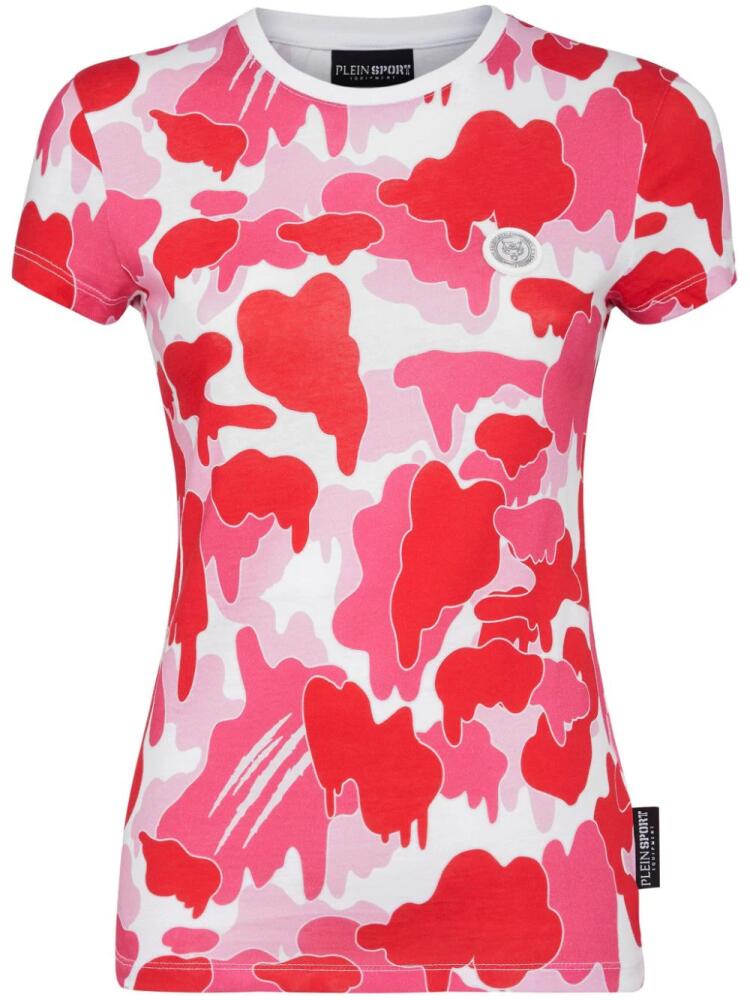 Plein Sport camouflage-print cotton T-shirt - Pink Cover