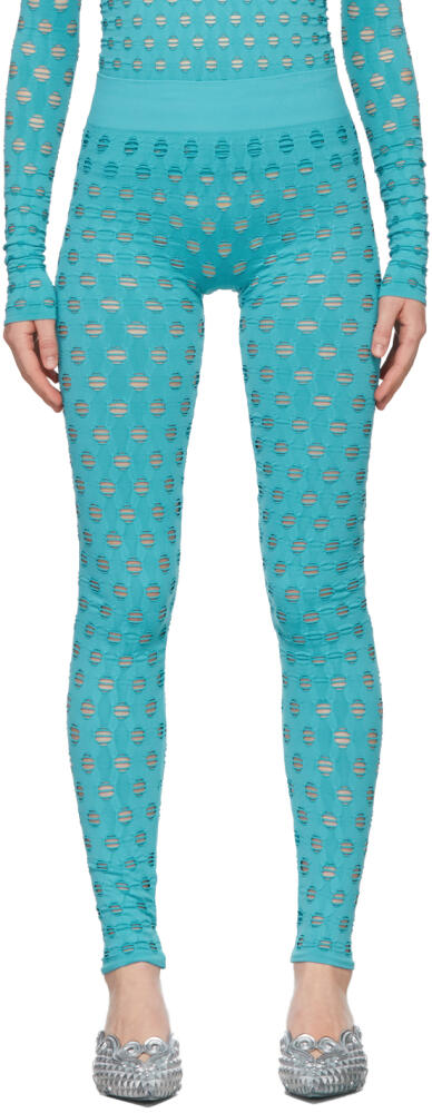 Maisie Wilen SSENSE Exclusive Blue Perforated Leggings Cover