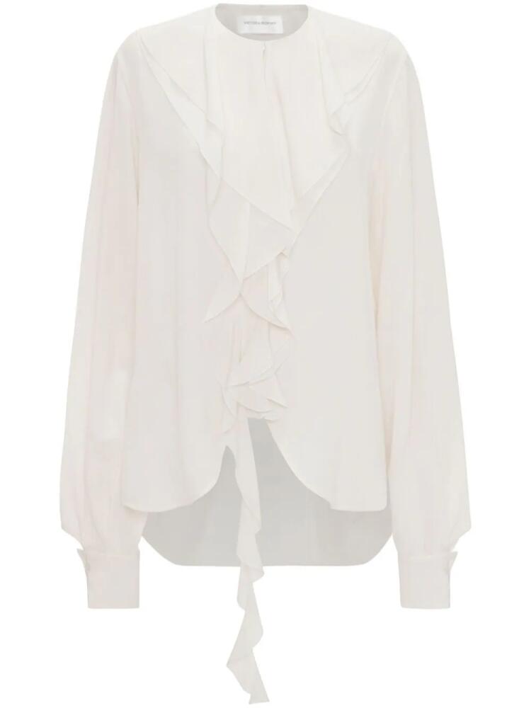 Victoria Beckham Romantic ruffled silk blouse - White Cover